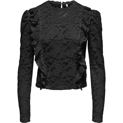 ONLY Onllamir L/S spets topp JRS, svart, S ONLY Onllamir L/S spets topp JRS, svart, S