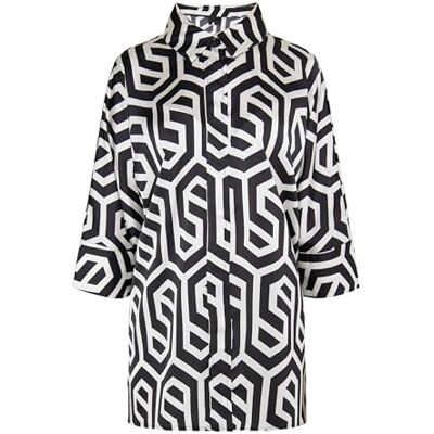 NAEMI Damskjorta blus, Svart ullvit, S NAEMI Damskjorta blus, Svart ullvit, S