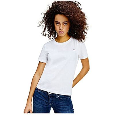 Tommy Jeans dam TJW vanlig tröja C hals T-shirt, Vitt, XS Tommy Jeans dam TJW vanlig tröja C hals T-shirt, Vitt, XS