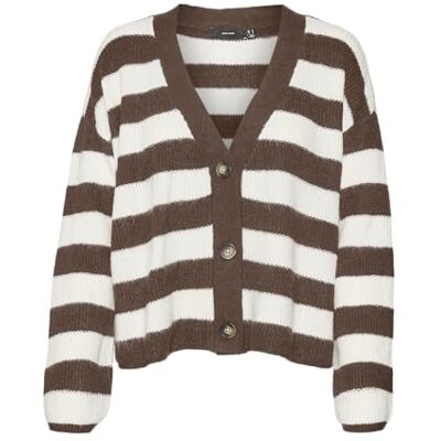 VERO MODA Damer Vmnatahlie Ls V-NCK Button Card Ga Noos tröja, Pinecone/detalj: små ränder björk, XXL VERO MODA Damer Vmnatahlie Ls V-NCK Button Card Ga Noos tröja, Pinecone/detalj: små ränder björk, XXL