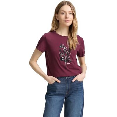 TOM TAILOR 1048307 T-shirt, 16427-Bordeaux röd, XXS dam, 16427 vinröd, XXS TOM TAILOR 1048307 T-shirt, 16427-Bordeaux röd, XXS dam, 16427 vinröd, XXS