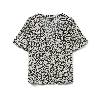 VERO MODA Vmalba Ss V-ringad skjorta WVN Ga Noos, svart, M VERO MODA Vmalba Ss V-ringad skjorta WVN Ga Noos, svart, M