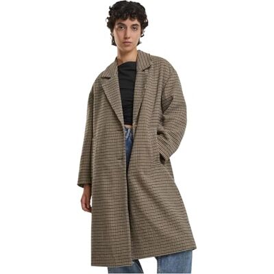 Urban Classics Damer överdimensionerad pläd kappa, beige/svart, S Urban Classics Damer överdimensionerad pläd kappa, beige/svart, S