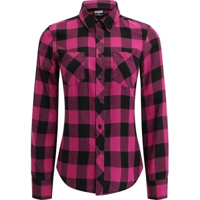 Urban Classics Dam dam Turnup checked flanell skjorta, Vilda violetta/svart, M Urban Classics Dam dam Turnup checked flanell skjorta, Vilda violetta/svart, M