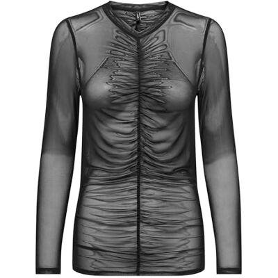 ONLY ONLPARIS L/S Ruching Top Box JRS, svart, S ONLY ONLPARIS L/S Ruching Top Box JRS, svart, S