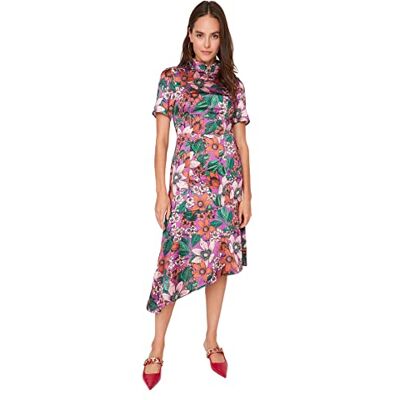 Trendyol Dam Dam Mini A-linje Rund hals tyg klänning, lila, 36 Trendyol Dam Dam Mini A-linje Rund hals tyg klänning, lila, 36