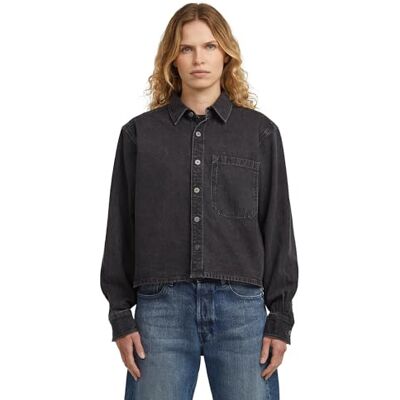 G-STAR RAW Boxy Relaxed 1-pkt skjorta ls wmn, Svart (Worn in Nighttime Sky D26801-d942-g865), XXS G-STAR RAW Boxy Relaxed 1-pkt skjorta ls wmn, Svart (Worn in Nighttime Sky D26801-d942-g865), XXS