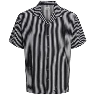 JJ REBEL Jrebwater Stripe Resort Shirt Ss, svart, S JJ REBEL Jrebwater Stripe Resort Shirt Ss, svart, S
