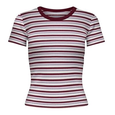 ONLY Onleasy S/S O-hals randig topp JRS, Cabernet, S ONLY Onleasy S/S O-hals randig topp JRS, Cabernet, S