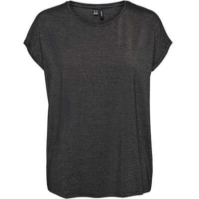 VERO MODA Vmlava Glitter Ss Top Stripe Ga JRS Noos, svart, XS VERO MODA Vmlava Glitter Ss Top Stripe Ga JRS Noos, svart, XS