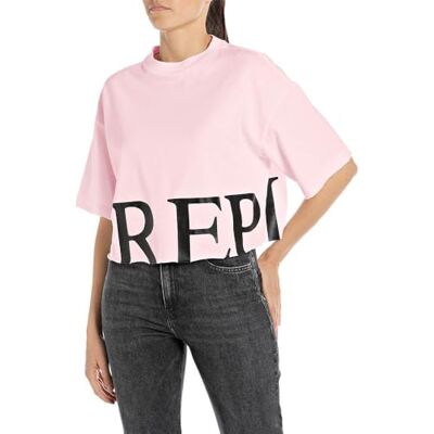 Replay T-shirt för kvinnor, 066 Bubble Pink, XS Replay T-shirt för kvinnor, 066 Bubble Pink, XS