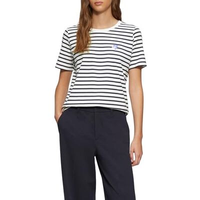 s.Oliver Randig T-shirt i avslappnad passform med hjärtbroderi, marinblå, 46 s.Oliver Randig T-shirt i avslappnad passform med hjärtbroderi, marinblå, 46