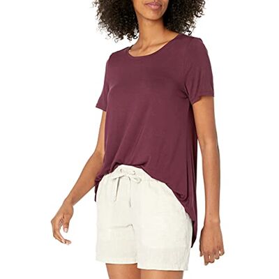 Amazon Essentials dam avslappnad passform kortärmad scoopneck swing t-shirt (finns i plusstorlek), vinröd, X-Small Amazon Essentials dam avslappnad passform kortärmad scoopneck swing t-shirt (finns i plusstorlek), vinröd, X-Small