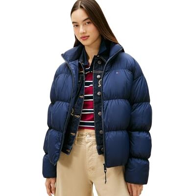 Tommy Jeans dam TJW ROUCHED PFFR JCKT DWN EXT DW0DW22042 pufferjacka, blå (mörk natt marinblå), XXS, Blå (mörk natt marinblå), XXS Tommy Jeans dam TJW ROUCHED PFFR JCKT DWN EXT DW0DW22042 pufferjacka, blå (mörk natt marinblå), XXS, Blå (mörk natt marinblå), XXS