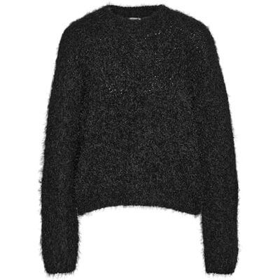 NOISY MAY NMSASSY L/S O-NECK KNIT FWD NOOS, svart, S NOISY MAY NMSASSY L/S O-NECK KNIT FWD NOOS, svart, S