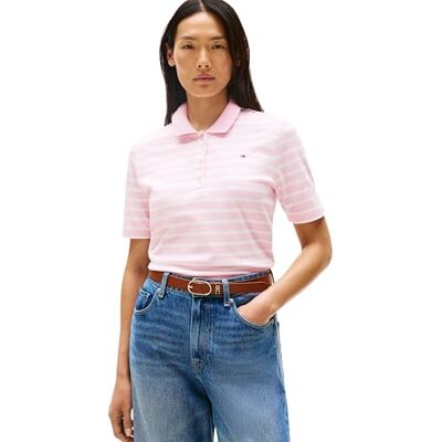 Tommy Hilfiger Kortärmad pikétröja för kvinnor 1985 normal passform Tommy Hilfiger Kortärmad pikétröja för kvinnor 1985 normal passform
