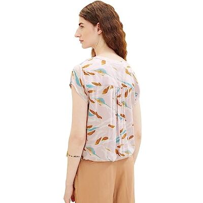 TOM TAILOR Damer Blus 1035245, 31762 Lilac Abstract Leaf Design, 36 TOM TAILOR Damer Blus 1035245, 31762 Lilac Abstract Leaf Design, 36