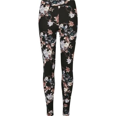 Urban Classics Damer damer mjuka AOP-leggings, blacksoftflower, 4XL Urban Classics Damer damer mjuka AOP-leggings, blacksoftflower, 4XL