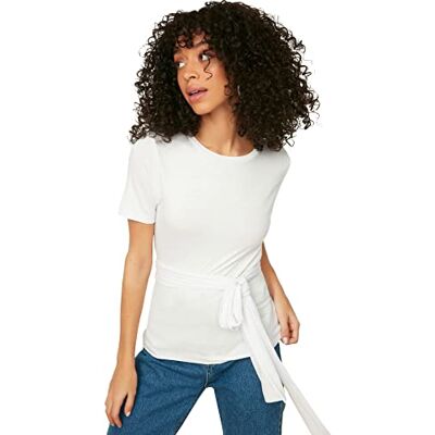 Trendyol Damanslutningar, detaljerad stickad blus, blus, Vit, S Trendyol Damanslutningar, detaljerad stickad blus, blus, Vit, S