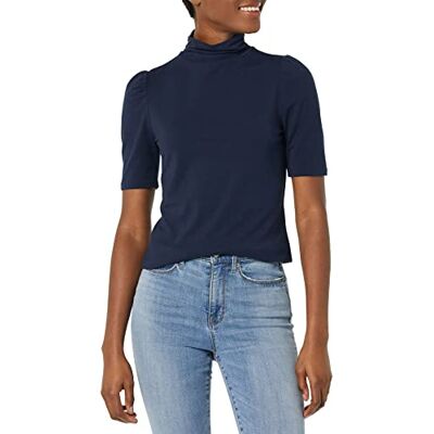 Amazon Essentials dam bomull modal draperad puff ärm polotröja, marinblå, XX-Large Amazon Essentials dam bomull modal draperad puff ärm polotröja, marinblå, XX-Large