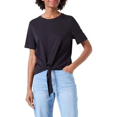 Vila VIPPA O-Neck S/S TIE T-shirt/R, Svart skönhet, M Vila VIPPA O-Neck S/S TIE T-shirt/R, Svart skönhet, M