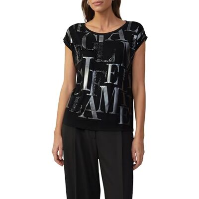 s.Oliver BLACK LABEL T-shirt med glänsande folietryck, svart, 36 s.Oliver BLACK LABEL T-shirt med glänsande folietryck, svart, 36