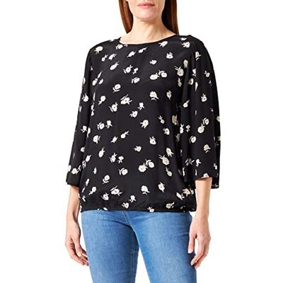 KAFFE Dam blus 3/4 ärm vanlig passform KAobina blus, Svart/antikt blomtryck, 40 KAFFE Dam blus 3/4 ärm vanlig passform KAobina blus, Svart/antikt blomtryck, 40
