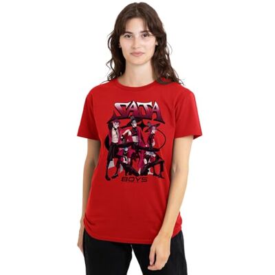 KPop Demon Hunters kvinnors Saja Pojkar Demon Group damer T-shirt, vit T-shirt, Röd, XL KPop Demon Hunters kvinnors Saja Pojkar Demon Group damer T-shirt, vit T-shirt, Röd, XL