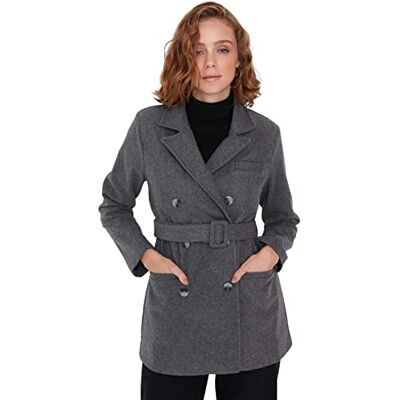 Trendyol Dam regular wrap snitt enkel väv rock, GRÅ, 42 Trendyol Dam regular wrap snitt enkel väv rock, GRÅ, 42