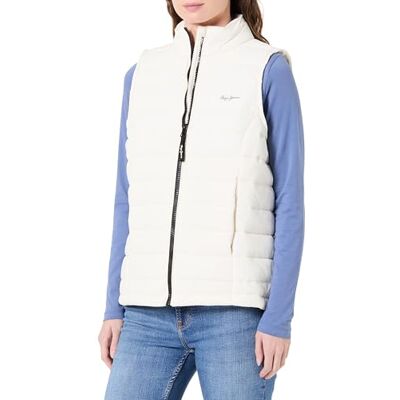 Pepe Jeans dam W ljus puffer väst jacka, vit (mossvitt), M, Vit (mossvitt), M Pepe Jeans dam W ljus puffer väst jacka, vit (mossvitt), M, Vit (mossvitt), M