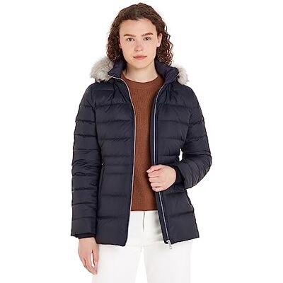 Tommy Hilfiger Dam Tyra dunjacka med päls, Öken himmel, XXS Tommy Hilfiger Dam Tyra dunjacka med päls, Öken himmel, XXS