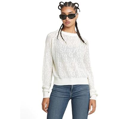 G-STAR RAW Damtröja Pointelle Lt Wt Knit Wmn tröja, Vit (Lt Chalk D26059-d166-1284), L G-STAR RAW Damtröja Pointelle Lt Wt Knit Wmn tröja, Vit (Lt Chalk D26059-d166-1284), L