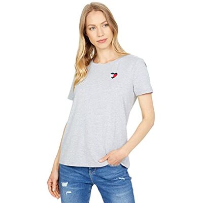 Tommy Hilfiger Women's Short Sleeve Graphic T-Shirt, Stone Grey Heather Heart, XL Tommy Hilfiger Women's Short Sleeve Graphic T-Shirt, Stone Grey Heather Heart, XL