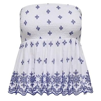 ONLY Onllou Life Emb Bandeau Top WVN, Ljus vit, XS ONLY Onllou Life Emb Bandeau Top WVN, Ljus vit, XS