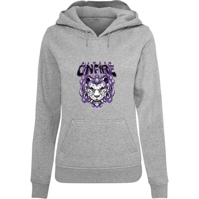 Tee dam huvtröja Always On Fire Hoody, avslappnad huvtröja med tryck för kvinnor, normal passform, storlekar XS – 5XL, Grå ljung, XXL Tee dam huvtröja Always On Fire Hoody, avslappnad huvtröja med tryck för kvinnor, normal passform, storlekar XS – 5XL, Grå ljung, XXL