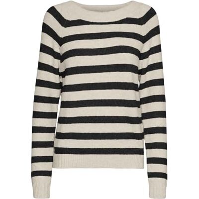 VERO MODA VMDOFFY LS O-hals blus GA NOOS, Björk/ränder: w. Svart melange, XXL VERO MODA VMDOFFY LS O-hals blus GA NOOS, Björk/ränder: w. Svart melange, XXL