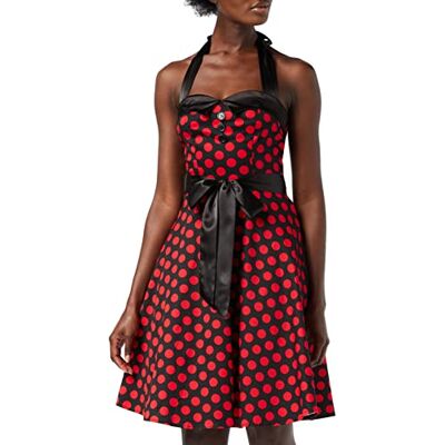Oliceydress dam midi halter rockabilly vintage stil klänning, Flerfärgad (svart röd prick), M Oliceydress dam midi halter rockabilly vintage stil klänning, Flerfärgad (svart röd prick), M