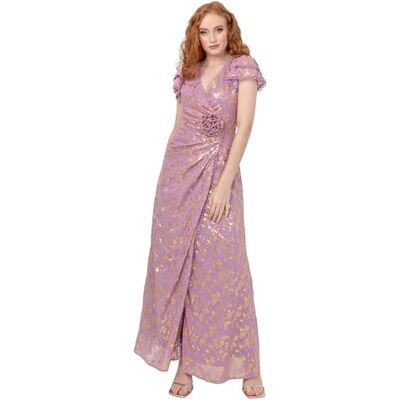 Maya Deluxe Dam maxi klänning dam wrap V-hals kort flätad fladdrande ärm guldfolie jacquard-livstycke A-linje Prom Ball Gown, rosa orkidé 34, Orchid Pink, 32 Maya Deluxe Dam maxi klänning dam wrap V-hals kort flätad fladdrande ärm guldfolie jacquard-livstycke A-linje Prom Ball Gown, rosa orkidé 34, Orchid Pink, 32