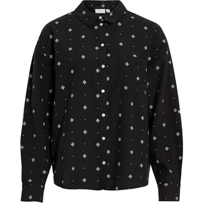 Vila Viprisilla Print L/S skjorta, Svart skönhet, 36 Vila Viprisilla Print L/S skjorta, Svart skönhet, 36
