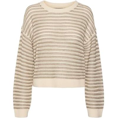 VERO MODA VmnewMadera LS O-Neck Boo-tröja för kvinnor, Björk/ränder: Månkjol, L VERO MODA VmnewMadera LS O-Neck Boo-tröja för kvinnor, Björk/ränder: Månkjol, L