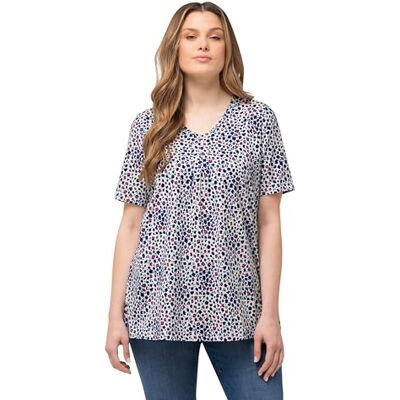 Ulla Popken Ulla popkar, damer, stora storlekar, t-shirt med V-ringning och tematryck, Vit, 42-44 Ulla Popken Ulla popkar, damer, stora storlekar, t-shirt med V-ringning och tematryck, Vit, 42-44