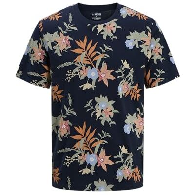 JJ REBEL Jrebbastian Flower AOP Tee Ss O-hals, Sky Captain, M JJ REBEL Jrebbastian Flower AOP Tee Ss O-hals, Sky Captain, M