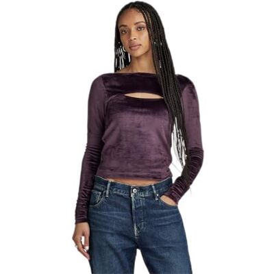 G-STAR RAW Dam Cut-Out Slim Boat T-långärmade toppar, Lila (Lt Maze D23811-d422-8880), M G-STAR RAW Dam Cut-Out Slim Boat T-långärmade toppar, Lila (Lt Maze D23811-d422-8880), M