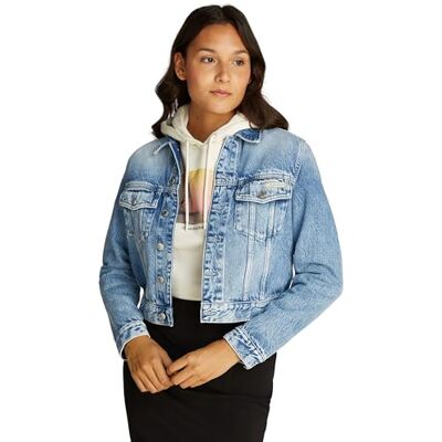Calvin jeans dam beskuren 90S vanlig jacka J20J224904, truckerjacka, Denim, S, Denim (denim ljus), S Calvin jeans dam beskuren 90S vanlig jacka J20J224904, truckerjacka, Denim, S, Denim (denim ljus), S