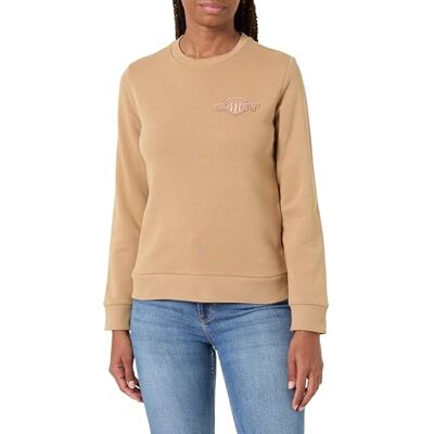 GANT dam Reg Tonal Shield C-neck sweatshirt (1-pack), Varm kaki, L GANT dam Reg Tonal Shield C-neck sweatshirt (1-pack), Varm kaki, L