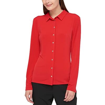 Tommy Hilfiger Dam mjukt arbete långärmad stickad topp, Scharlakansröd, XL Tommy Hilfiger Dam mjukt arbete långärmad stickad topp, Scharlakansröd, XL