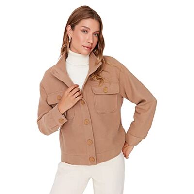 Trendyol Dam vanlig dubbelknäppt enkel väv rock, Beige, 40 Trendyol Dam vanlig dubbelknäppt enkel väv rock, Beige, 40