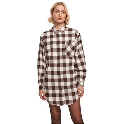 Urban Classics Dam dam överdimensionerad kontroll flanell skjorta casual klänning, rosa/brun, M, Rosa/brun, M Urban Classics Dam dam överdimensionerad kontroll flanell skjorta casual klänning, rosa/brun, M, Rosa/brun, M