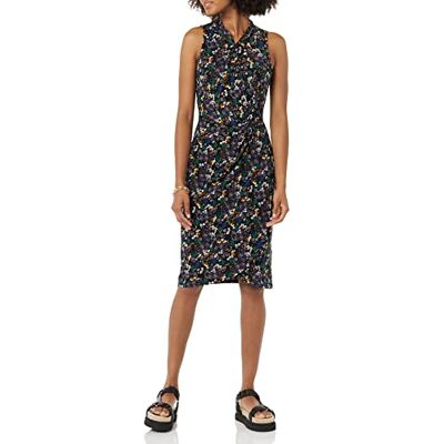 Amazon Essentials ärmlös crossover tvinnad hals falsk omlottklänning, svart Ditsy blommig, XX-Large Amazon Essentials ärmlös crossover tvinnad hals falsk omlottklänning, svart Ditsy blommig, XX-Large