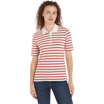 Tommy Hilfiger Dampikétröja, kortärmad randig slim fit, Vit (Breton Stp/Ecru/Terra Red), M Tommy Hilfiger Dampikétröja, kortärmad randig slim fit, Vit (Breton Stp/Ecru/Terra Red), M